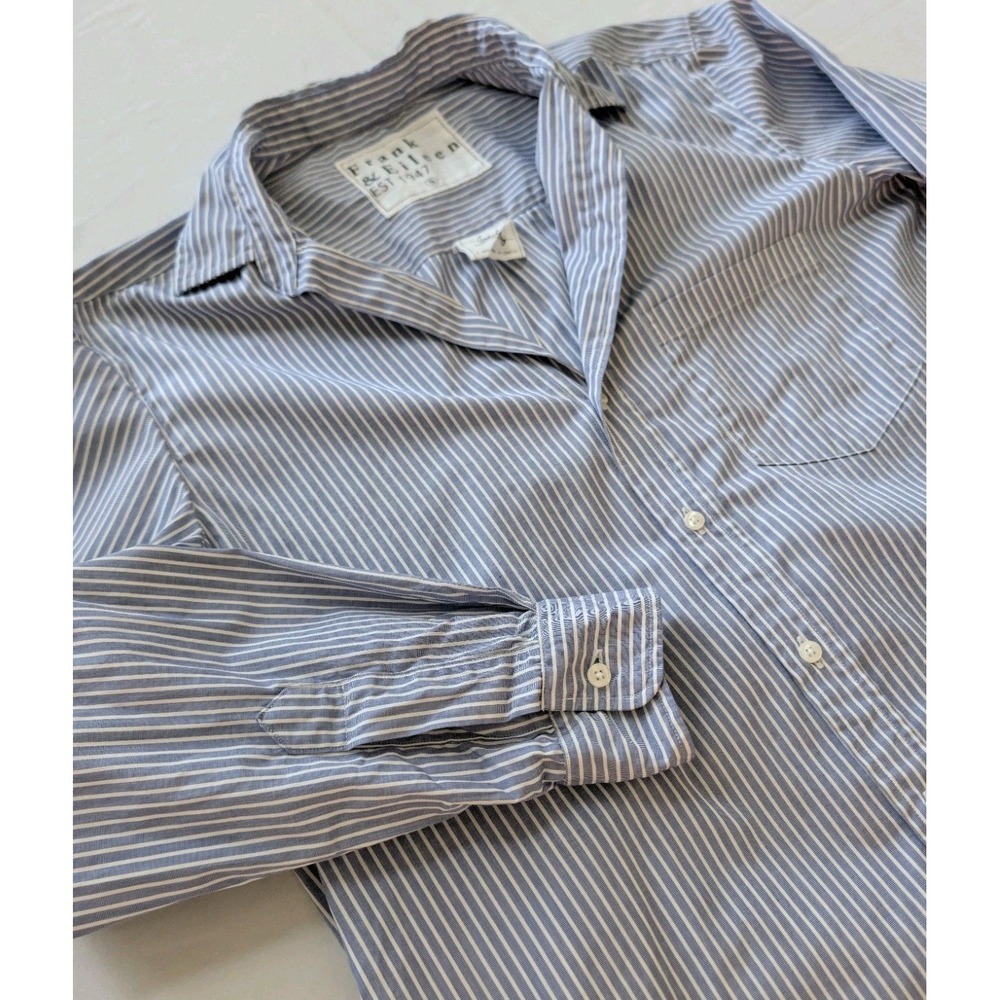 Frank & Eileen Joedy Shirt Small Blue Striped‎ Poplin Oversized Boyfriend Italy